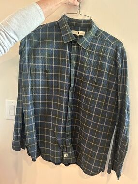 Duck Head Men's Green and Blue Plaid Button-Down Shirt